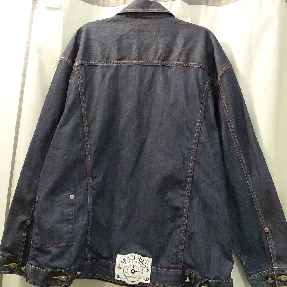 Vtg 90s AKADEMIKS MENS JEAN DENIM JACKET  Sz 2X Hip-hop‎ Rap Skater